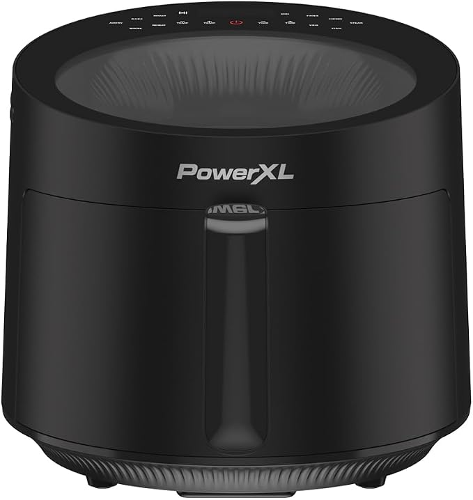 PowerXL LUMINEX 5.3 QT Radiant Light Air Fryer, Heats to 400°F in 2.4 Seconds, Auto Shut-off, 12 Quick-Touch Presets, Glass Skylight Window