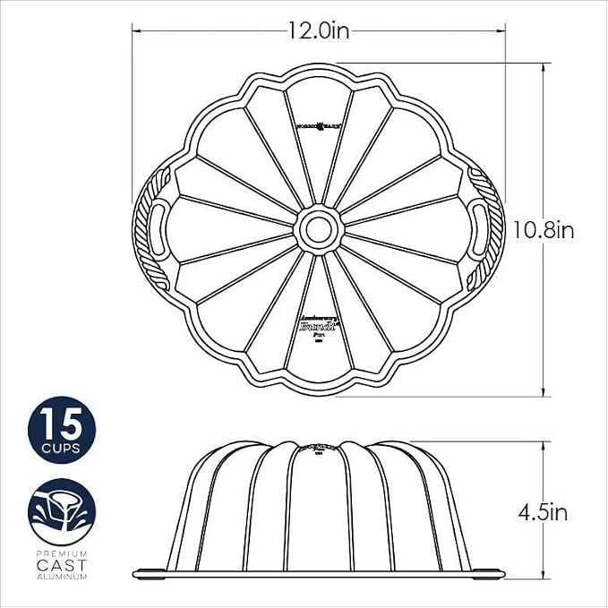 Nordic Ware Anniversary Bundt, 15 Cups, Gold