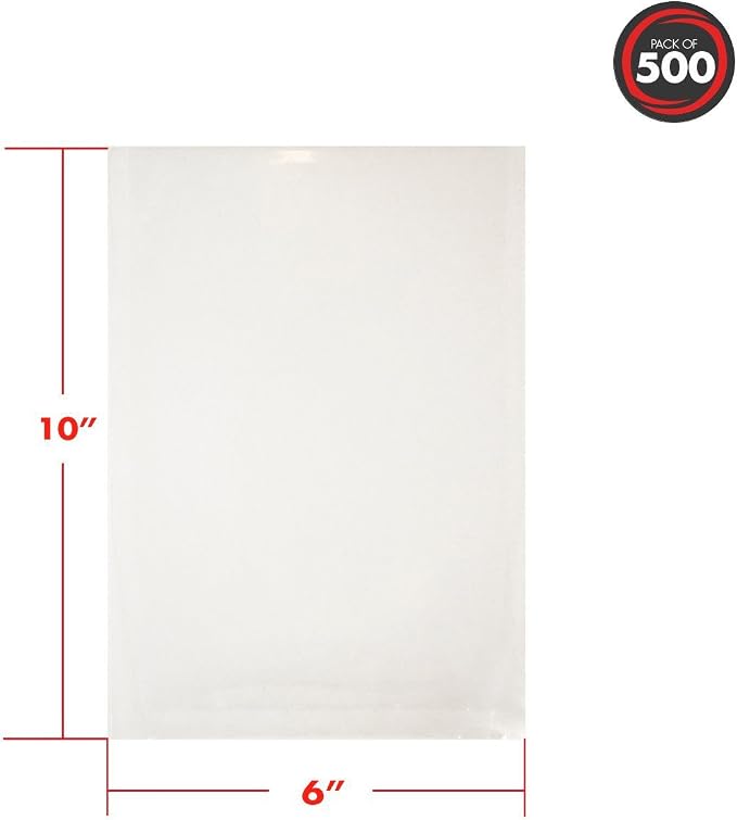 UltraSource - Chamber Machine Pouches 3 Mil Thickness, 6" x 10", Pack of 500 Vacuum Chamber Pouches, BPA-Free Pre-Cut Chamber Vacuum Sealer Bags with tear notch