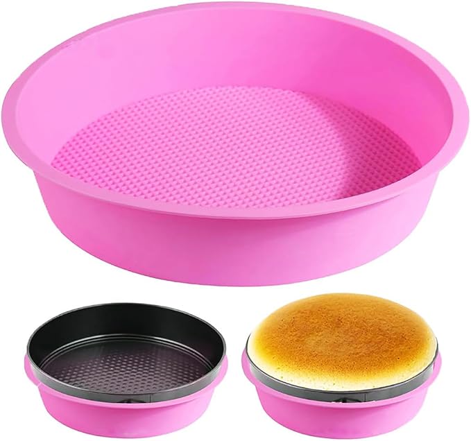 9-Inch Baking Silicone Round Cake Pan Mold | Springform Cheesecake Pan Protector for 8"/8.5" Pans | Non-Stick European-Grade Silicone | 2.36-Inch Deep