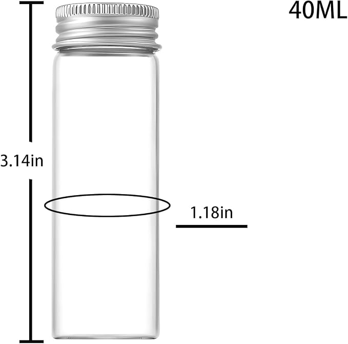 40ml Glass vials 30pcs,With aluminum screw cap30pcs Clear Glass Bottles