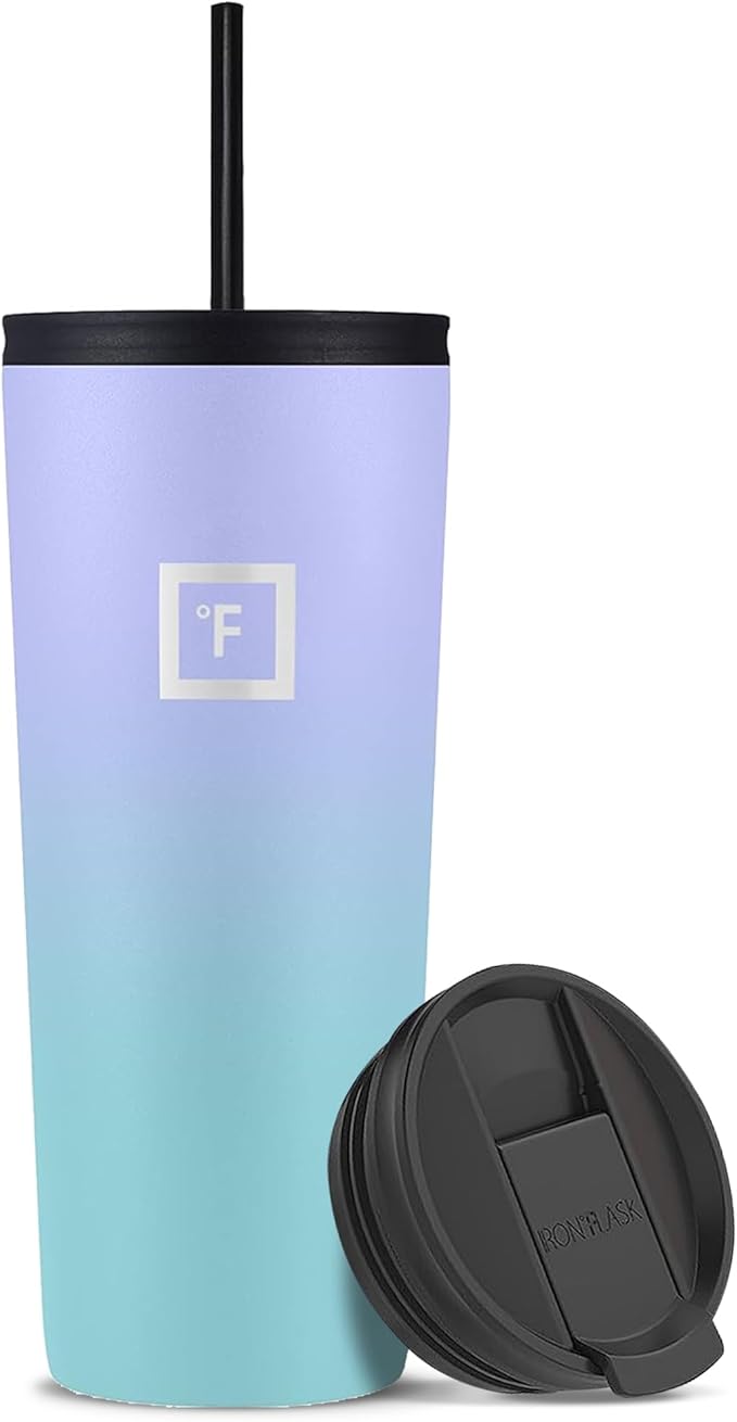 IRON °FLASK 24 oz Classic Insulated Tumbler | Vacuum Insulated Stainless Steel Tumbler with Solid Lid - Double Walled Travel Cup, Sweat Free, BPA Free (Cotton Candy)