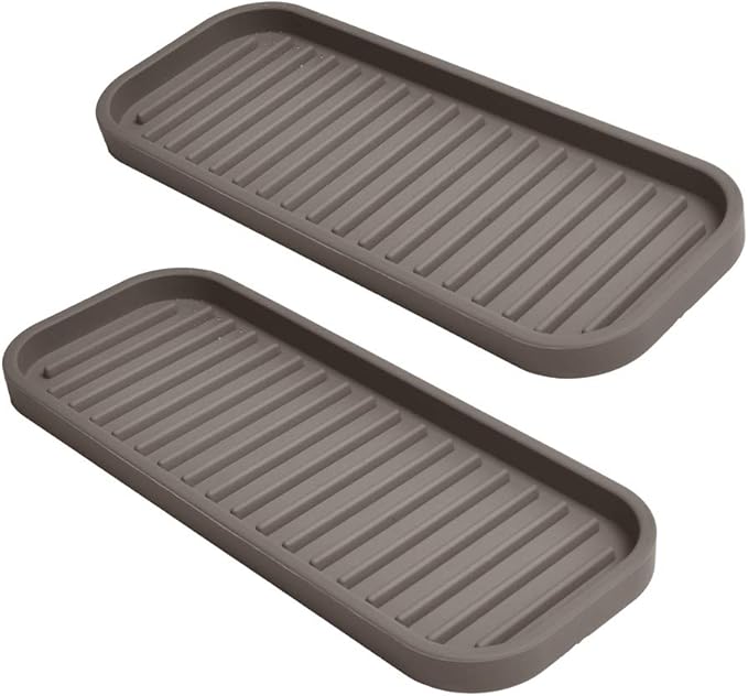 Silicone Sponge Holder for Kitchen Sink - Soap Tray 2 Pack Brown | Kitchen soap tray, sponge tray, sink organizer, dish caddy; soap holder, soap dispenser, scrubber, spoon holder, accessories
