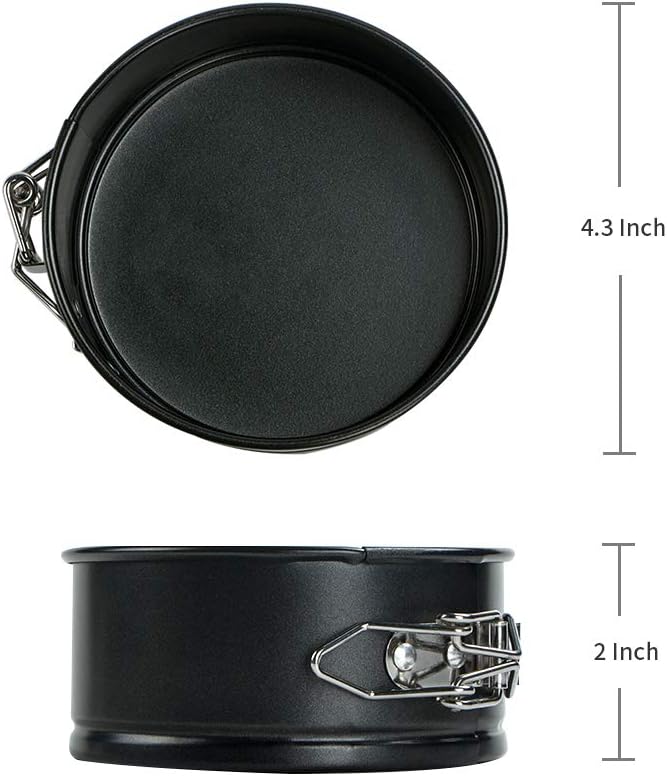Webake 4.3 Inch Mini Springform Pan Set of 2 Pieces Cheesecake Pans with Removable Bottom Deep Dish Pans Round Cake Molds IP Accessories for Mini Cheesecake, Pizza and Quiche