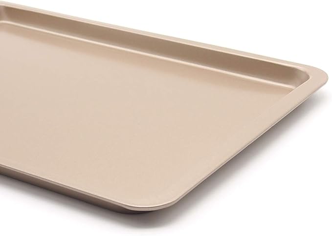 2PCS Cookie Sheet 10x14.5 Inch (Inner 9x13) Baking Sheet Nonstick Heavy Carbon Steel Baking Pans Bakeware | Heavy Carbon Steel, Inner size 9x13", Food Tray, 1/4 Toaster Oven Baking Pans, Easy Clean, Reheat Food