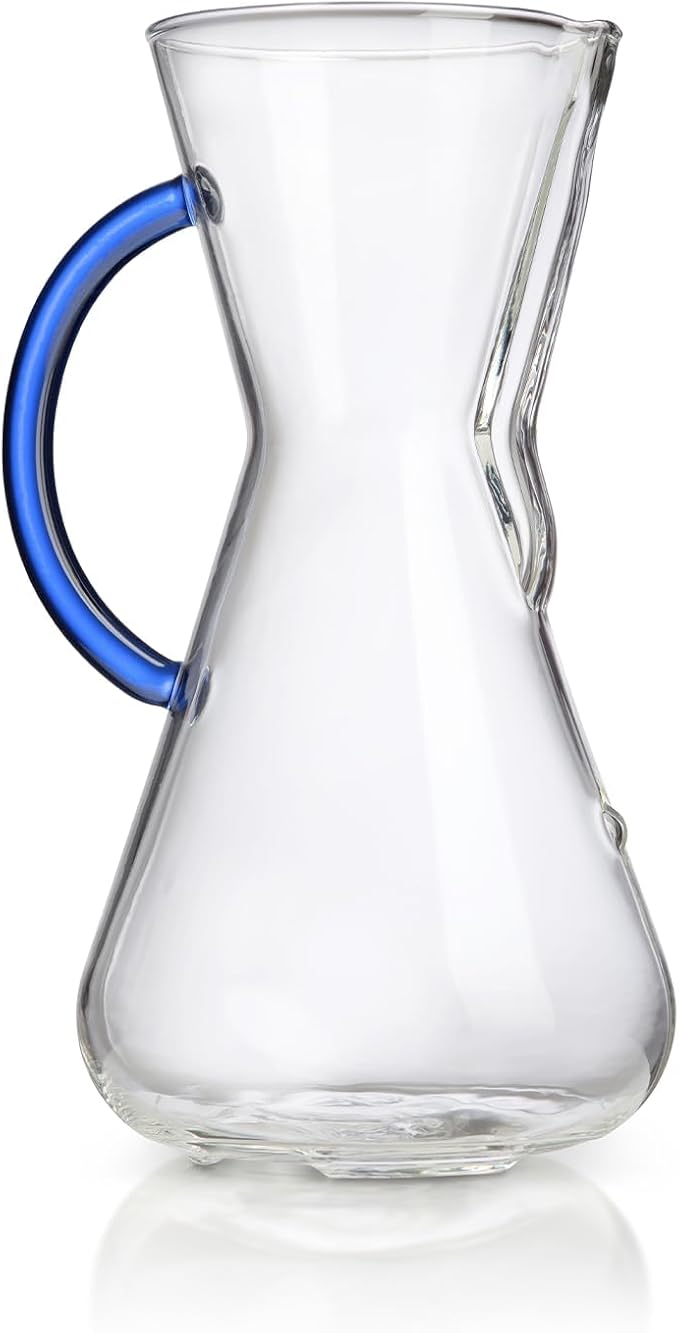 Chemex Pour Over Coffee Maker, Colored Glass Handle, 3 Cup 15oz, Sapphire | Jewel-Tone Glass, Borosilicate, Uses FP-2 Filters, Sediment-Free Coffee Brew
