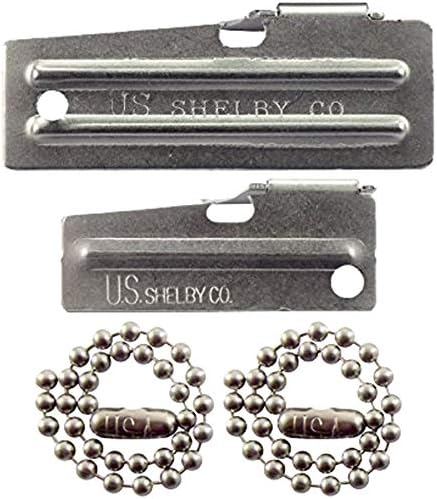P-38 Can Opener & P-51 Can Opener with Chains, US Shelby, Stainless Steel openers Stamped with US Shelby Co.