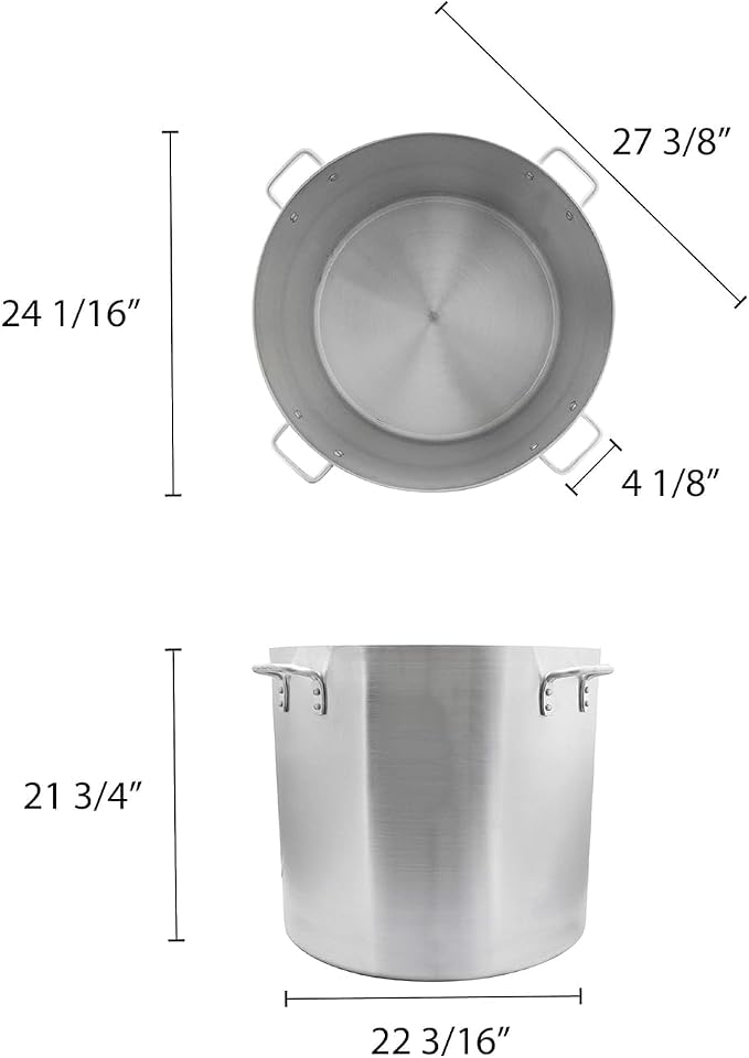 TrueCraftware- 160 qt. Aluminum Stock Pot with Quad Handles 6mm Thickness- Multipurpose Pot Cookware Large Stockpot Stew For Cooking Simmering Soup Seafood Stock Home Kitchen Restaurant