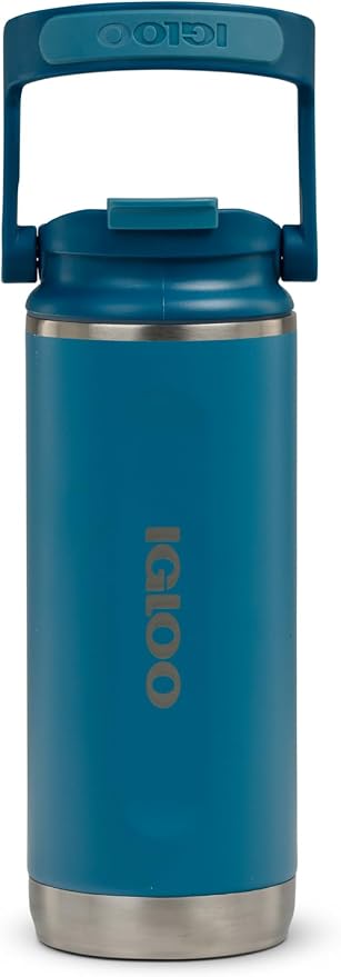Igloo, 16 oz FlipNSip Tumbler, Reusable Travel Mug, Stainless Steel Insulated Hydration Cup for Hot & Cold Beverages, Blue