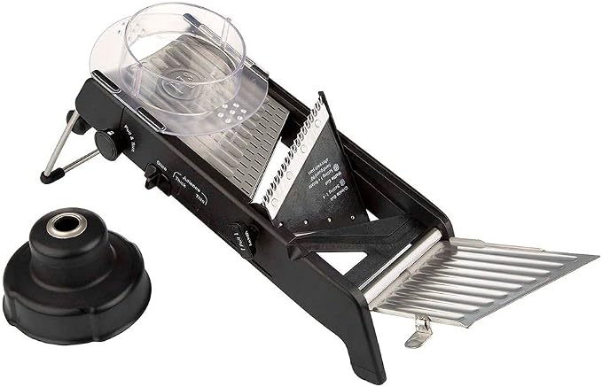 PL8 Professional Mandoline 2.0 - Adjustable Mandoline Slicer with 4 Cutting Thicknesses, Spring-Loaded Hand Guard, Stainless Steel Slicing Ramp, Foldable Non-Skid Feet for Safe, Convenient Food Prep