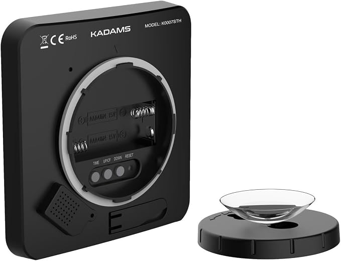 KADAMS Shower Clock Waterproof Bathroom Timer – Digital Wall Clock with Countdown, Magnetic Kitchen Clock with Temperature & Humidity, Suction Cup for Kids Shower Spa Cook Bath (Black)
