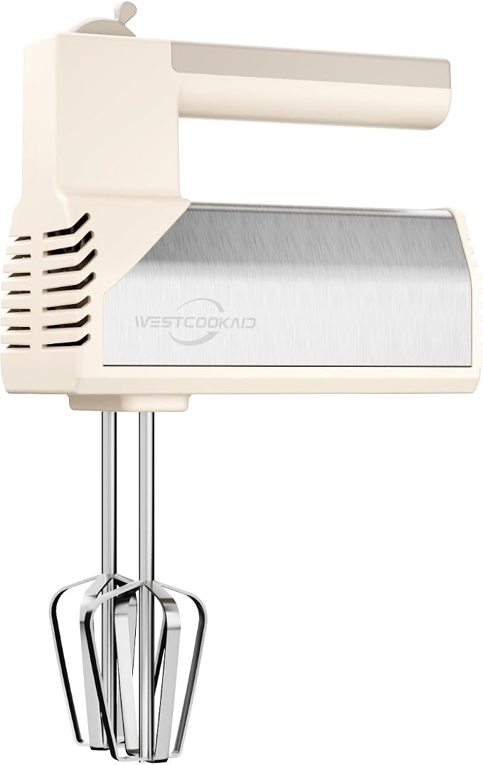 Hand Mixer 5-Speed 200W Turbo 4 Stainless Steel Accessories Classic White | Lightweight Electric Hand Mixers for Whipping Egg Cream&Baking Cakes with Turbo Ultra Power, Gift for Women and Mom