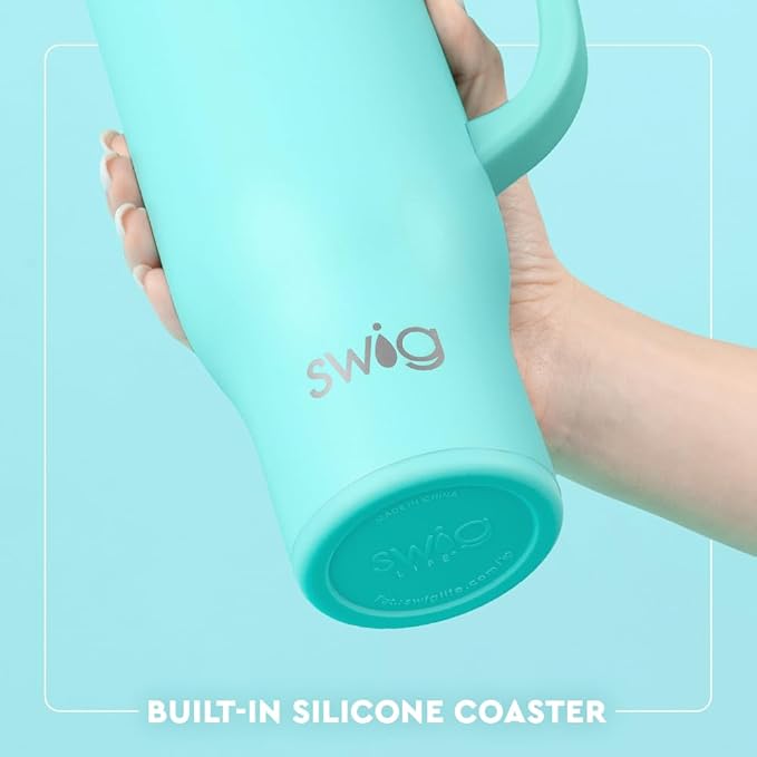 Swig Life 30oz Insulated Mega Mug with Handle & Straw, Spring Chick | Triple Insulated Stainless Steel - Handle & Straw Included - Extra Large Capacity - Cup Holder Friendly