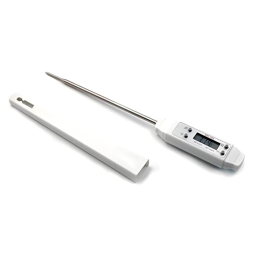 Meat Thermometer, Waterproof Digital Food Thermometer Instant Read with 120mm Long Probe, Automatic Calibration, Kitchen Cooking Thermometer for BBQ, Grill, Water Temperature(White)