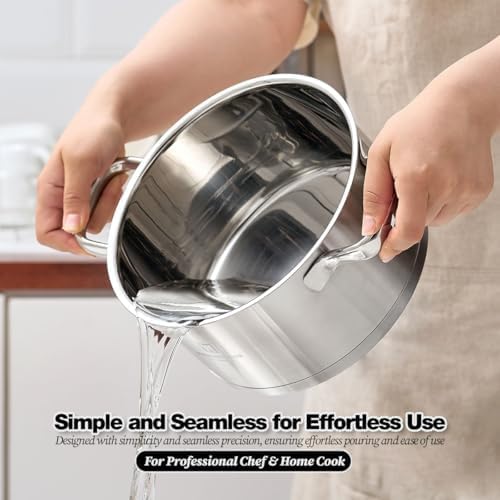 WAGENSTEIGER 2.82 Quart Stainless Steel Stock Pot, 3-Ply Construction with Aluminum Core, Tempered Glass Lid, Compatible with All Cooktops BPA free(7.68" Diameter)