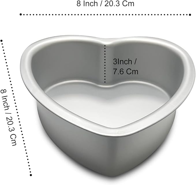 8 x 3 Inch Heart Shaped Cake Pan, Aluminum Heart Cake Tin, Baking Cake Pan for Wedding, Party, Family Occasions, Chocolate, Bread. (Heart, 8 x 3 Inch)