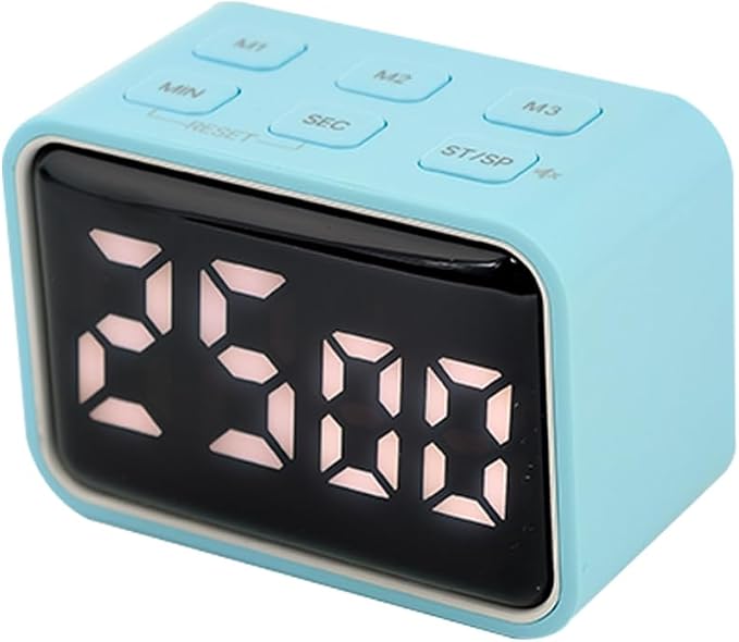 Digital Mini Timer Rechargeable, ON/Off Led Display Count Down/Up, 3 Preset Memory Times Loud Alarm Desk Timer for Kids Classroom Office Kitchen Cooking, Blue