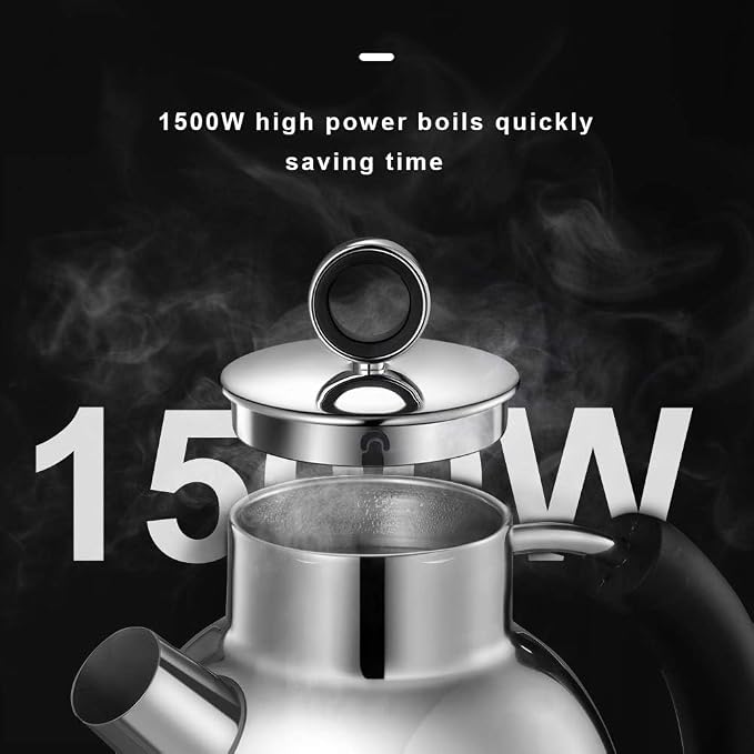 ASCOT Electric Kettle, Electric Tea Kettle Hot Water Kettle Stainless Steel 1.5L 1500W Tea Heater & Boiling Water, Auto Shut-Off and Boil-Dry Protection (Polished Silver)