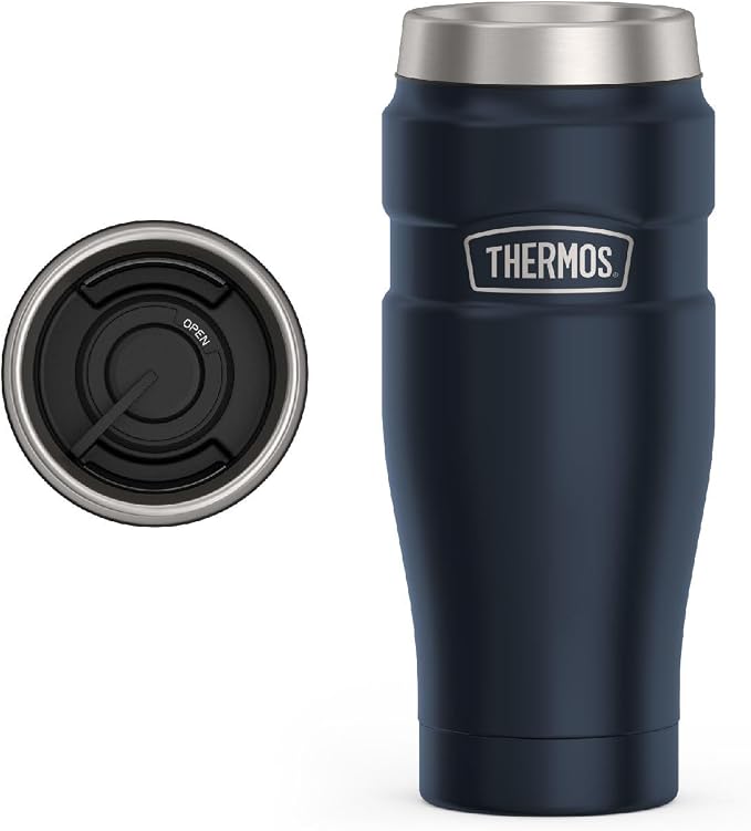 THERMOS Stainless King Stainless Steel Tumbler, 16oz, Midnight Blue | Vacuum-Insulated Coffee Tumbler for Hot & Cold Drinks, For Commuting & Traveling
