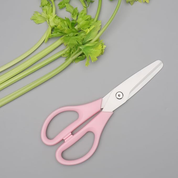 Ceramic Scissors 8" Ceramic Blade Scissors White Sharp Blade with Pink ABS Handle Cooking Shears for Office School Crafting Kitchen (Pink)