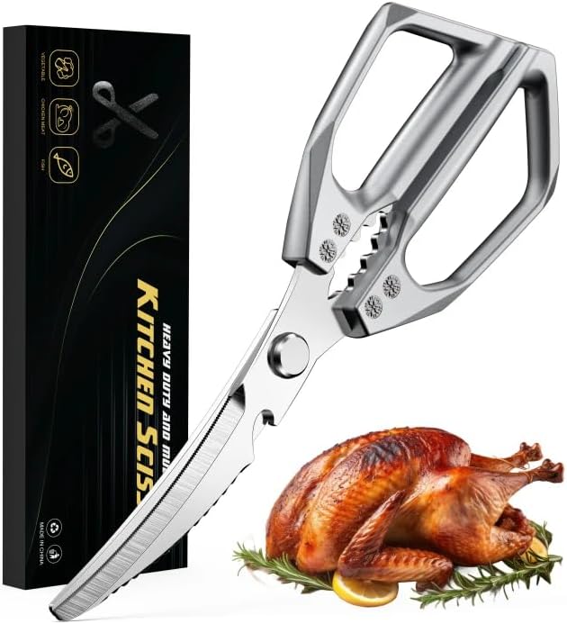 BALUCA Heavy Duty Kitchen Scissors All Purpose - Professional Stainless Steel Japanese Kitchen Shears for Food, Chicken Bones & Turkey | Dishwasher Safe, Sharp Meat & Poultry Scissors (Modern)