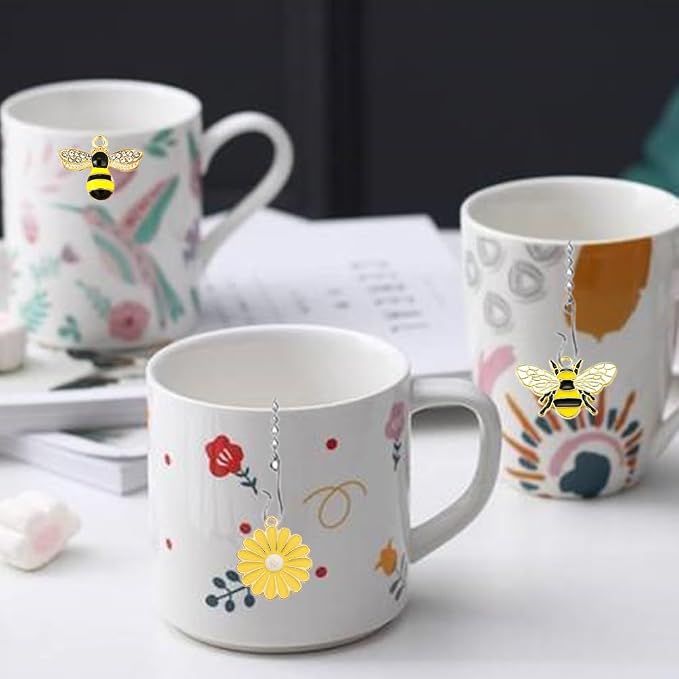 3 Pcs Tea Infusers for Loose Tea Leaf Steeper Tea Balls for Loose Tea Diffusers for Loose Tea Stainless Steel Tea Infuser Loose Leaf Tea Steeper with Metal Pendant (Bee Flower)