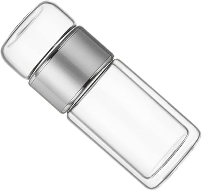Yosoo Health Gear Tea Infuser Bottle 420ml - Leak-Proof Double Layer Stainless Steel & Glass Tea Bottle with Water Separation for Home, Office & Travel (Silver)