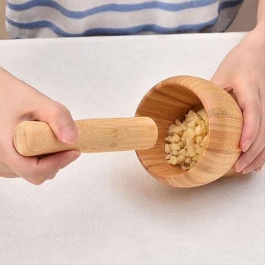 Bamboo Mortar and Pestle Set,8 Oz Natural Seasoning Spice Tools | for Crushing Nuts Grinding Garlic,Making Guacamole,Salad Dressing Eco Friendly Kitchen Gadget for Home Cooking