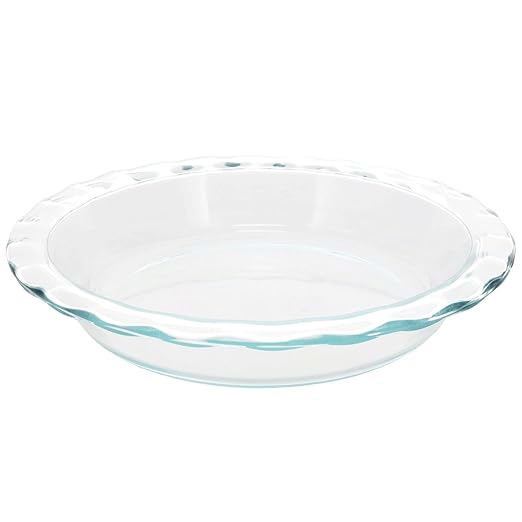 Pyrex C-209 9.5in Fluted Rim Glass Pie Plate - Made in USA | Clear Glass Bakeware | Fluted Rim Design | Even Heat Distribution | Oven Safe | Dishwasher Safe