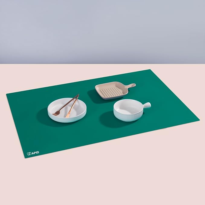 Extra Large Silicone Mat 36" x 24" Heat Resistant Kitchen Counter Table Mat | Place Mats Countertop Protector, Thick Placemats Washable Silicone Mats for Kitchen Counter Dining Table Mat,Dark Green SAPID