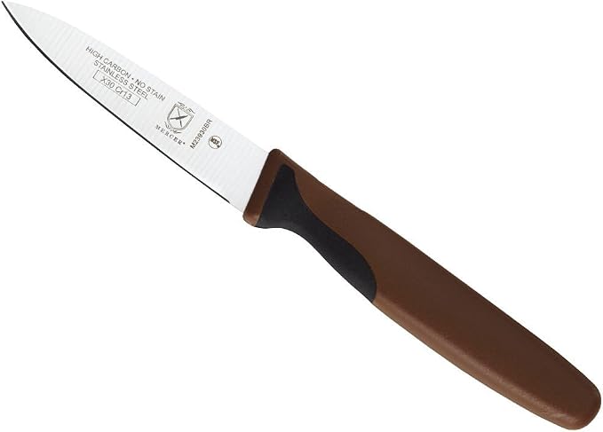 Mercer Culinary Millennia Color Handle Cutlery 3" Slim Paring Knife Brown