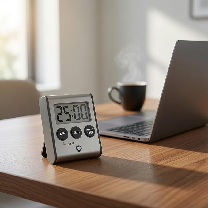 Premium Stainless Steel Digital Kitchen Timer – Ultra-Strong Magnetic Back, Fold-Out Desk Stand, Effortless One-Touch Setup, Extra-Loud Alarm, Oversized Display, Auto Memory, Auto Shut-Off (1)