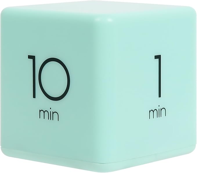 mooas Cube Timer, Flip, Block, Productivity, Time Management (Mint) | 1/3/5/10 Min Countdown Timer, Battery Operated, 2-Level Alarm Vol, Easy to Use, ADHD, Exercise, Study, Cooking