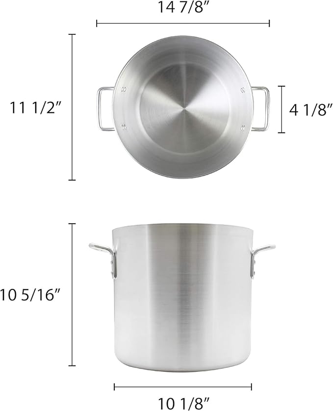 TrueCraftware- 16 qt. Heavy-Duty Aluminum Stock Pot with Riveted Handle 6mm Thickness-Multipurpose Pot Cookware Large Stockpot For Cooking Simmering Soup Stock Home Kitchen