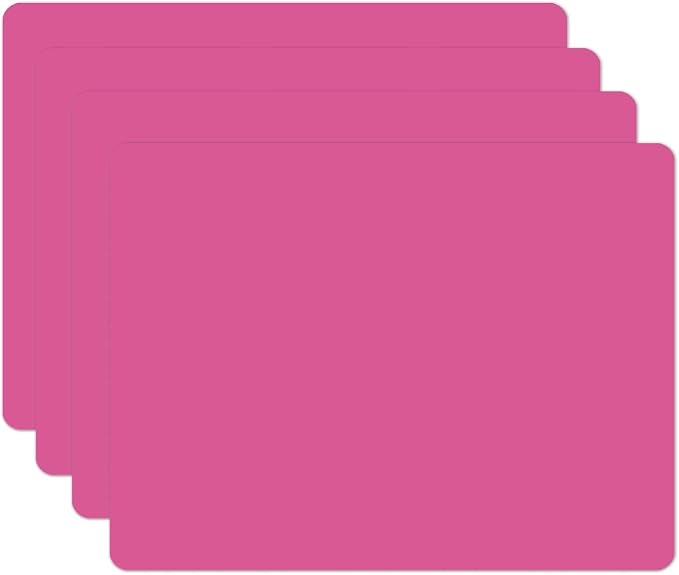 Silicone Placemats, Food-Grade Non-Slip Waterproof, Dining, Stain Resistant, Countertop Protector, Kitchen Counter Mat, Heat Resistant, Baking mat Dishwasher Safe (15.7x11.8Inch-4pack, Rose)