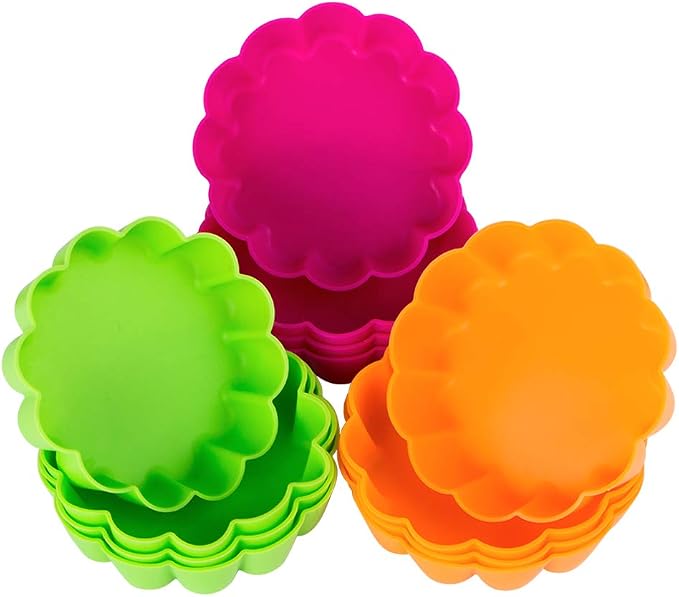 Webake Silicone Mini Tart Pan Non-stick Mini Quiche Molds Holiday Small Pie Baking Pan 3-1/4 Inch Tart Mold, Wax Melt Liners Individual Baking Cups European Food Grade (12 Pack)