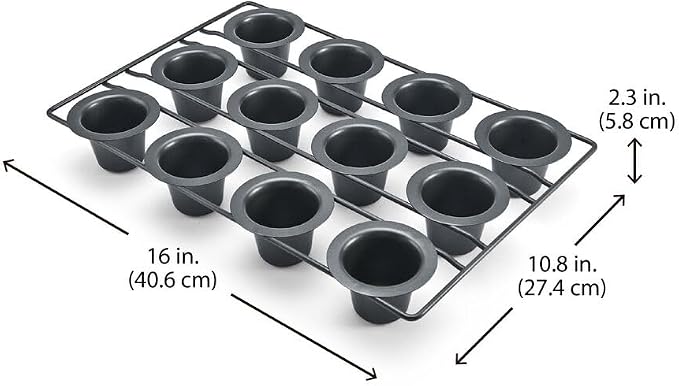 Chicago Metallic 26121 Professional 12-Cup Non-Stick Mini-Popover Pan, 16-Inch-by-10.75-Inch (Pack of 6)