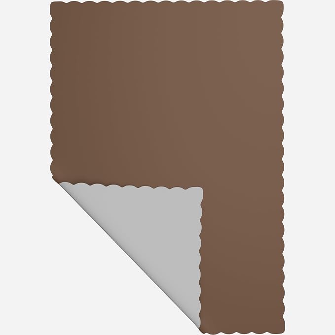 Paper Placemats - Disposable - Scalloped Edge (50, Brown)
