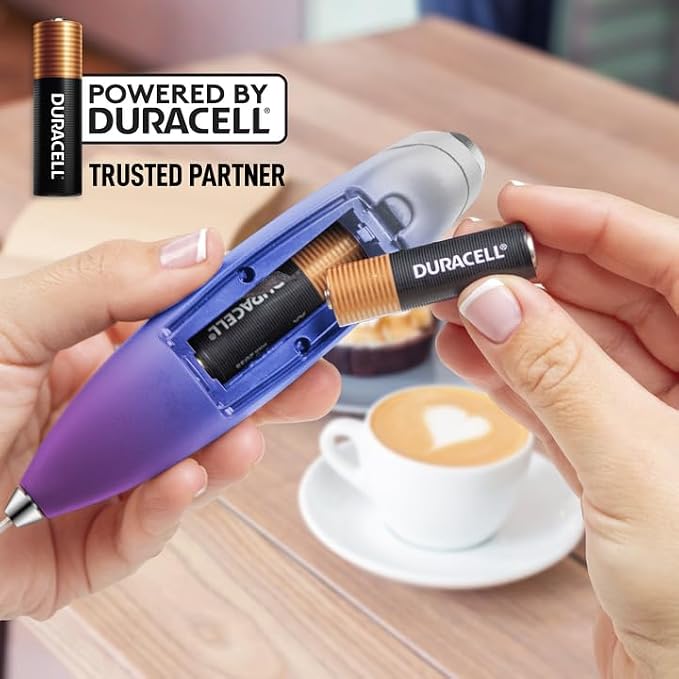 Zulay Kitchen Powerful Milk Frother Wand With Duracell Batteries - Ultra Fast Handheld Drink Mixer - Electric Whisk Foam Maker for Coffee, Lattes, Cappuccino & Matcha - Z1 Motor - Firework