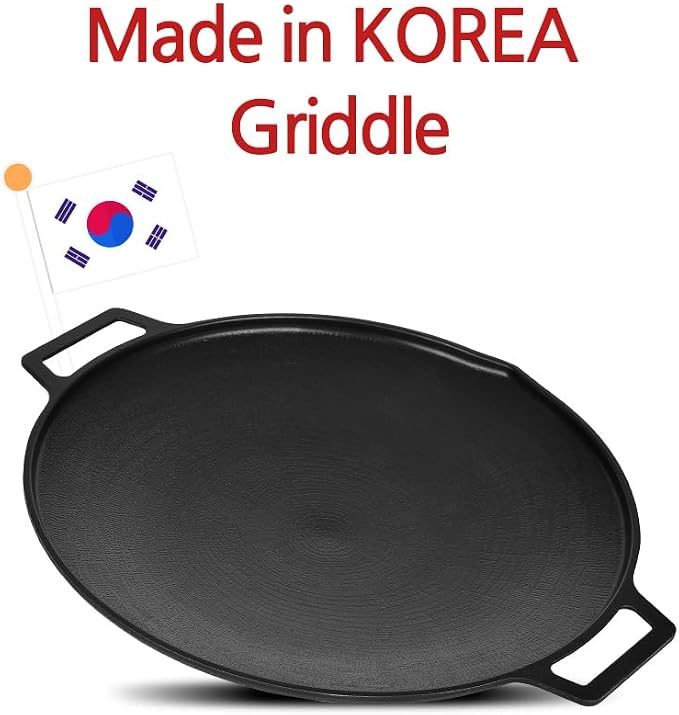 Korean BBQ 1 IH Griddle Grill Pan with Bag, Nonstick Coating, All Stove(Gas, Electric & Induction), Indoor Outdoor Griddle(12in)