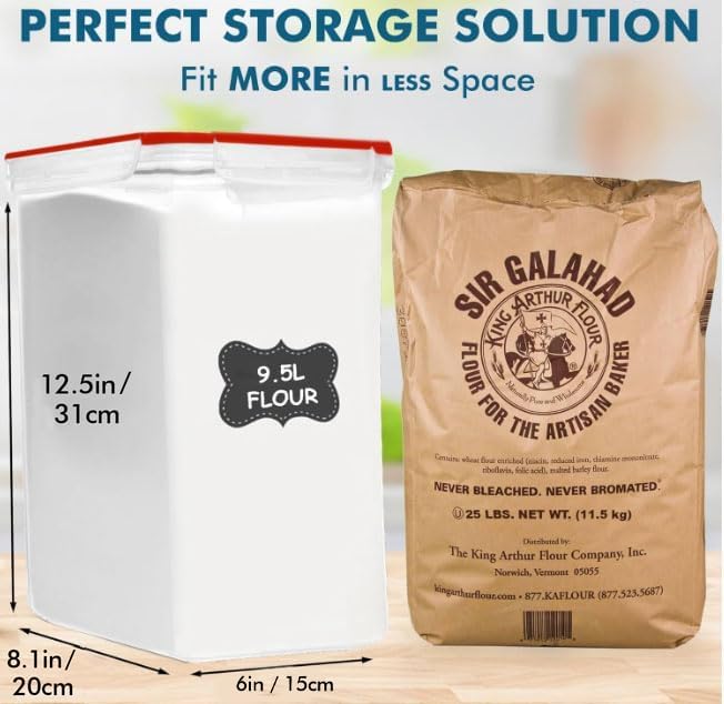 Shazo 2 PC (9.5L | 321 Oz) Extra Large Bulk Food Storage Containers with Airtight Lids for Flour, Sugar, Rice, Cereal & Pasta - Leakproof, BPA-Free Plastic Canisters for Kitchen & Pantry Organization