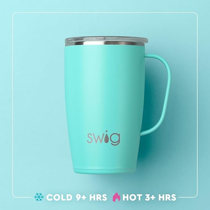Swig Life 18oz Insulated Travel Mug with Handle & Lid, Hayride | Triple Insulated Stainless Steel - Handle & Lid Included - Keeps Coffee Hot or Cold - Cup Holder Friendly