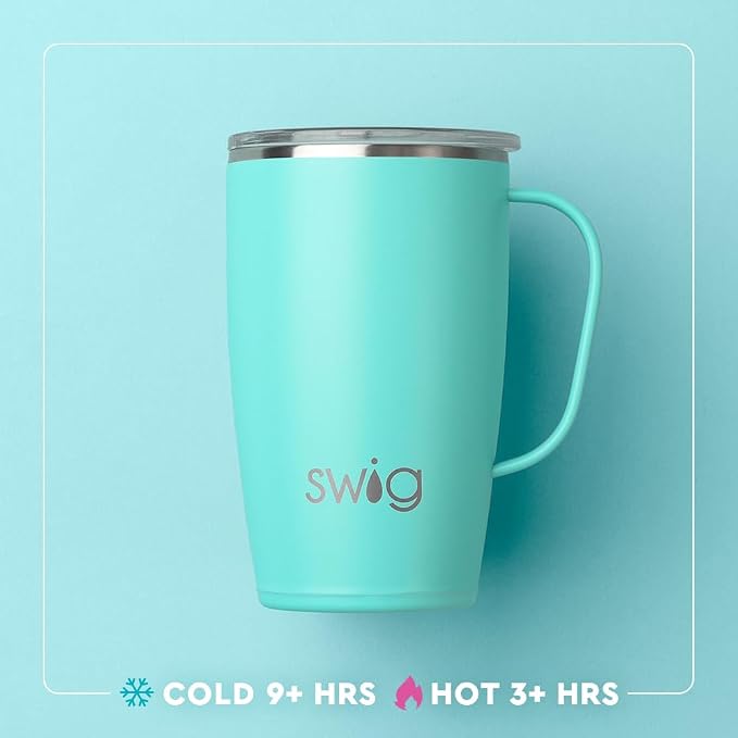 Swig Stainless Steel Insulated Travel Mug, 18 oz, Purple Reign, Double Wall Vacuum Sealed, Dishwasher Safe, Cup Holder Friendly | Triple Insulated Stainless Steel - Handle & Lid Included - Keeps Coffee Hot or Cold - Cup Holder Friendly