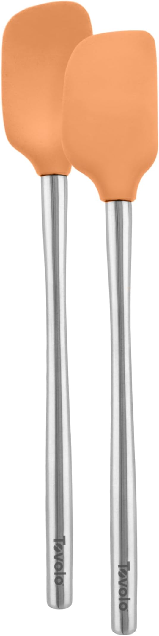 Tovolo Flex Core Silicone Spatula Spoonula Set of 2 for Non Stick Cast Iron Cooking & Baking, Dishwasher Safe Heat Resistant BPA Free Long Stainless Steel Handle Kitchen Utensil, Apricot Orange