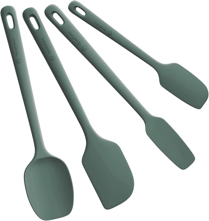 ChefAide 4 Pieces Silicone Spatula Set, Food Grade Rubber Spatula, Upgrade Strong Handle with Ergonomic Grip, Heat Resistant for Nonstick Cookware, Cooking