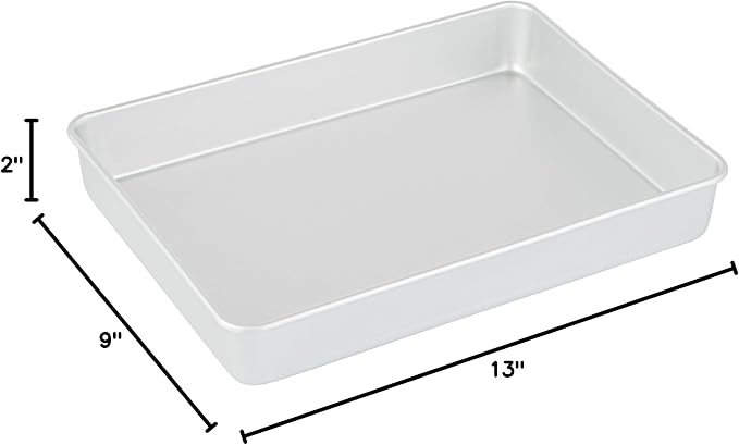 Restaurantware-Met Lux 13 x 9 x 2 Inch Straight-Sided Baking Tins, 12 Rectangular Cake Pans - Oven-Ready, Freezable, Anodized Aluminum Baking Sheet Cake Pans, Greaseproof, For Birthday Cakes
