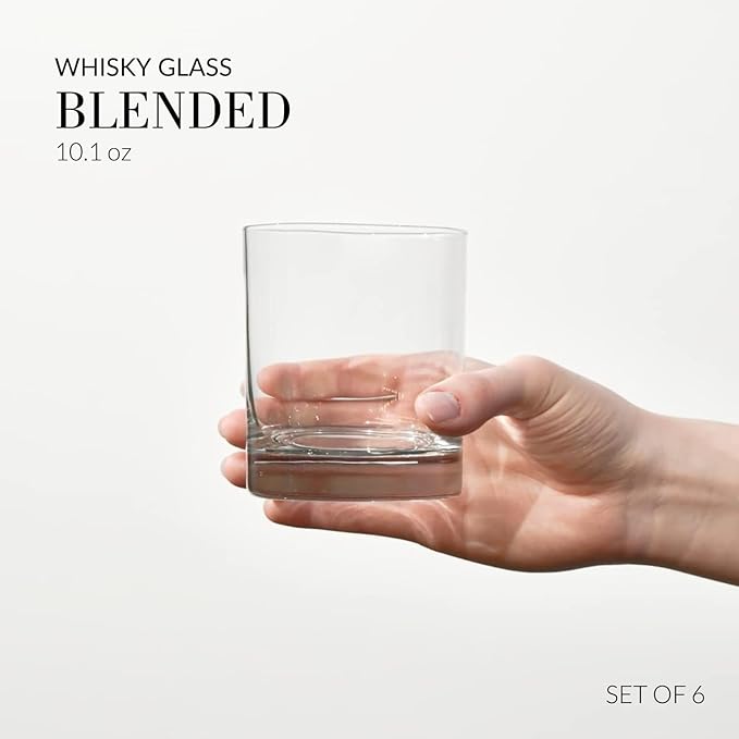 Krosno Whiskey Glasses Set of 6, 10.1 oz, Blended Collection | Drinking Tumblers, Lead-Free Crystal for Bourbon, Scotch, Cocktails, Water, Juice, Dishwasher Safe