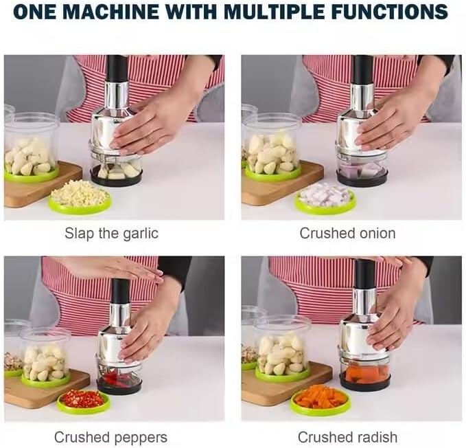 Stainless Steel Garlic Press 3-in-1 Crusher Mincer Chopper Kitchen Tool