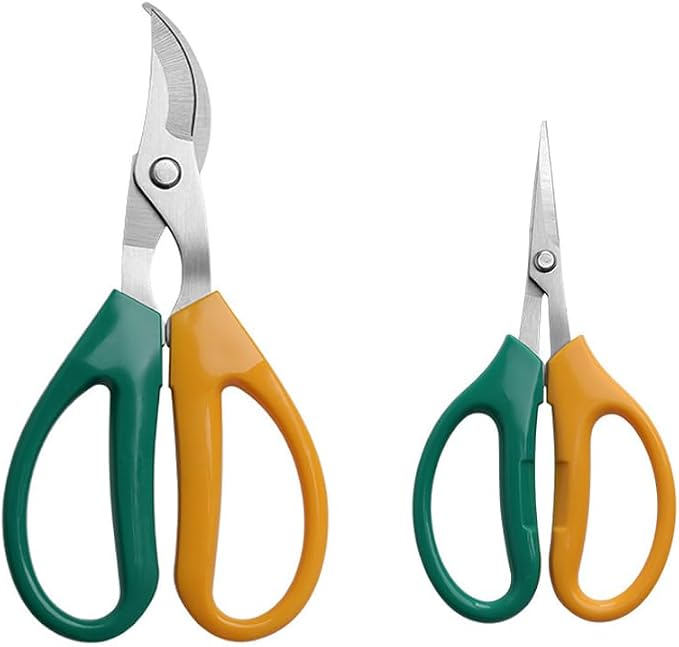 Garden Scissors, Stainless Steel Garden Bonsai Pruning Shears, Anti-Slip Softgrip SnipGardening Tools Garden Shears for Plants Herb (Classic)