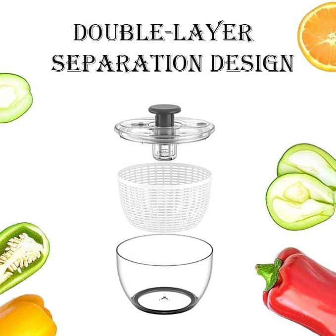 X&E Salad Spinner | Lettuce Spinner | Fruit Washer | Fruit Washing Bowl with Strainer | Vegetable Cleaner | Salad Cleaner | Lettuce Washer | 6 Quart Capacity